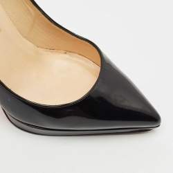 Pre Owned Christian Louboutin Black Patent Leather Pigalle Plato Pumps Size 35.5