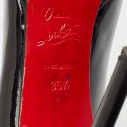 Pre Owned Christian Louboutin Black Patent Leather Pigalle Plato Pumps Size 35.5