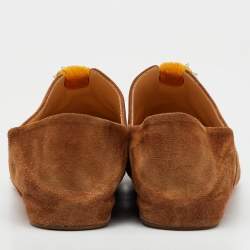 Christian Louboutin Brown/Yellow Suede Pointed Toe New Medinana Tassel Flats Size 37