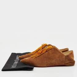 Christian Louboutin Brown/Yellow Suede Pointed Toe New Medinana Tassel Flats Size 37