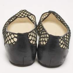 Christian Louboutin Black Leather and Mesh Miss Mix Ballet Flats Size 36.5