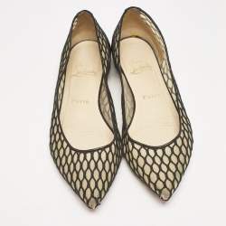 Christian Louboutin Black Leather and Mesh Miss Mix Ballet Flats Size 36.5