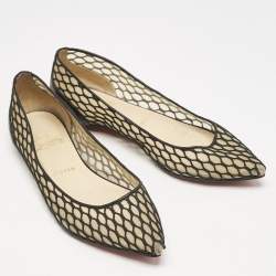 Christian Louboutin Black Leather and Mesh Miss Mix Ballet Flats Size 36.5