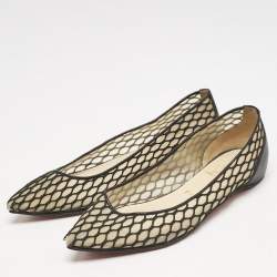 Christian Louboutin Black Leather and Mesh Miss Mix Ballet Flats Size 36.5