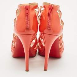 Pre Owned Christian Louboutin Orange Patent Leather Fernando Platform Sandals Size 38