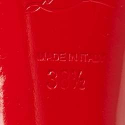 Pre Owned Christian Louboutin Black Leather Big Lips Spiked Ankle Boots Size 38.5