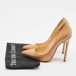 Pre Owned Christian Louboutin Beige Patent Leather So Kate Pumps Size 37.5