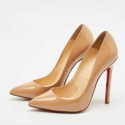 Pre Owned Christian Louboutin Beige Patent Leather So Kate Pumps Size 37.5