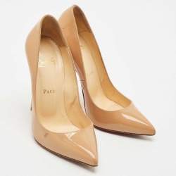 Pre Owned Christian Louboutin Beige Patent Leather So Kate Pumps Size 37.5