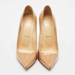 Pre Owned Christian Louboutin Beige Patent Leather So Kate Pumps Size 37.5