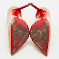 Pre Owned Christian Louboutin Beige Patent Leather So Kate Pumps Size 37.5