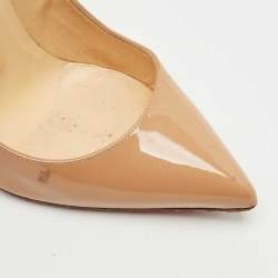 Pre Owned Christian Louboutin Beige Patent Leather So Kate Pumps Size 37.5
