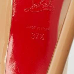 Pre Owned Christian Louboutin Beige Patent Leather So Kate Pumps Size 37.5
