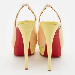 Pre Owned Christian Louboutin Multicolor Patent Leather Lady Peep Slingback Pumps Size 37