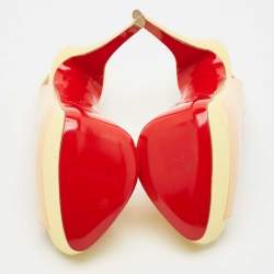 Pre Owned Christian Louboutin Multicolor Patent Leather Lady Peep Slingback Pumps Size 37