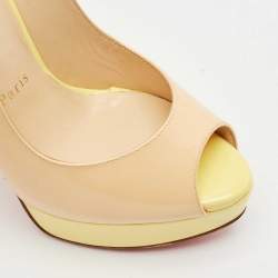 Pre Owned Christian Louboutin Multicolor Patent Leather Lady Peep Slingback Pumps Size 37