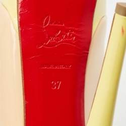 Pre Owned Christian Louboutin Multicolor Patent Leather Lady Peep Slingback Pumps Size 37