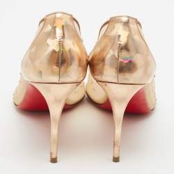 Christian Louboutin Beige Mesh and Patent Leather Follies Strass Pumps Size 39