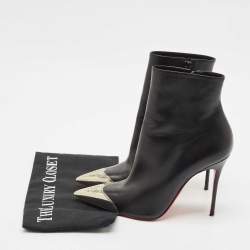 مملوكة مسبقًا Christian Louboutin Black Leather Calamijane Pointed Toe Ankle Length Boots Size 38