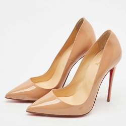 Christian Louboutin Beige Patent Leather Pigalle Follies Pumps Size 36