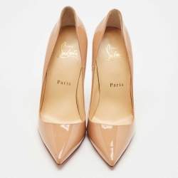 Christian Louboutin Beige Patent Leather Pigalle Follies Pumps Size 36