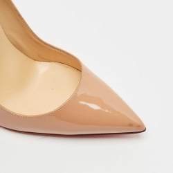 Christian Louboutin Beige Patent Leather Pigalle Follies Pumps Size 36