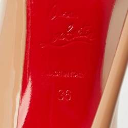 Christian Louboutin Beige Patent Leather Pigalle Follies Pumps Size 36