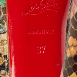 Christian Louboutin Multicolor Python Leather Lady Peep Toe Platform Pumps Size 37