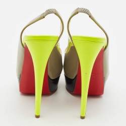Pre Owned Christian Louboutin Multicolor Patent Leather Lady Peep Toe Platform Slingback Pumps Size 37