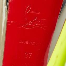 Pre Owned Christian Louboutin Multicolor Patent Leather Lady Peep Toe Platform Slingback Pumps Size 37