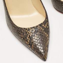 Christian Louboutin Dark Brown Python Embossed Leather So Kate Pumps Size 37