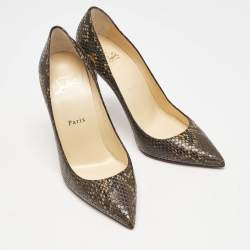 Christian Louboutin Dark Brown Python Embossed Leather So Kate Pumps Size 37