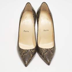 Christian Louboutin Dark Brown Python Embossed Leather So Kate Pumps Size 37