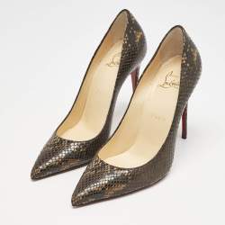 Christian Louboutin Dark Brown Python Embossed Leather So Kate Pumps Size 37