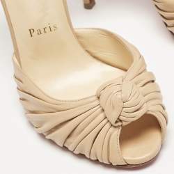 Christian Louboutin Beige Leather Marchavekel Peep Toe Pumps Size 37.5