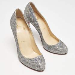 Christian Louboutin Silver Glitter Disco Dorissima Pumps Size 37.5