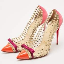 Christian Louboutin Multicolor PVC and Suede Studded Bille Et Boule Pumps Size 40