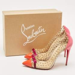 Christian Louboutin Multicolor PVC and Suede Studded Bille Et Boule Pumps Size 40