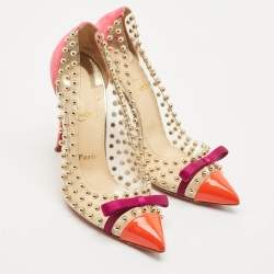 Christian Louboutin Multicolor PVC and Suede Studded Bille Et Boule Pumps Size 40