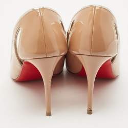 Christian Louboutin Beige Patent Leather and PVC Cosmo 554 Pumps Size 38.5
