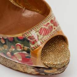Christian Louboutin Multicolor PVC and Python Eco Trash Peep Toe Platform Slingback Sandals Size 38