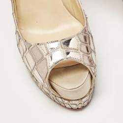 Christian Louboutin Metallic Mirror Leather and Satin Mosaic Sobek Platform Pumps Size 36.5