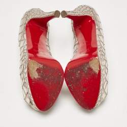 Christian Louboutin Metallic Mirror Leather and Satin Mosaic Sobek Platform Pumps Size 36.5