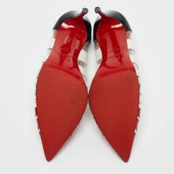 Pre Owned Christian Louboutin Tricolor Patent Leather and PVC Bandy Stripe Pumps Size 37