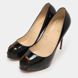 Christian Louboutin Black Patent Leather New Prive Pumps Size 38.5
