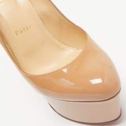 Christian Louboutin Beige Patent Leather Victoria Pumps Size 38.5
