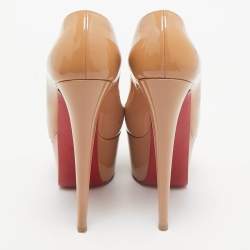 Christian Louboutin Beige Patent Leather Victoria Pumps Size 38.5