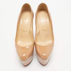 Christian Louboutin Beige Patent Leather Victoria Pumps Size 38.5