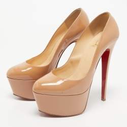 Christian Louboutin Beige Patent Leather Victoria Pumps Size 38.5