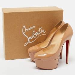 Christian Louboutin Beige Patent Leather Victoria Pumps Size 38.5